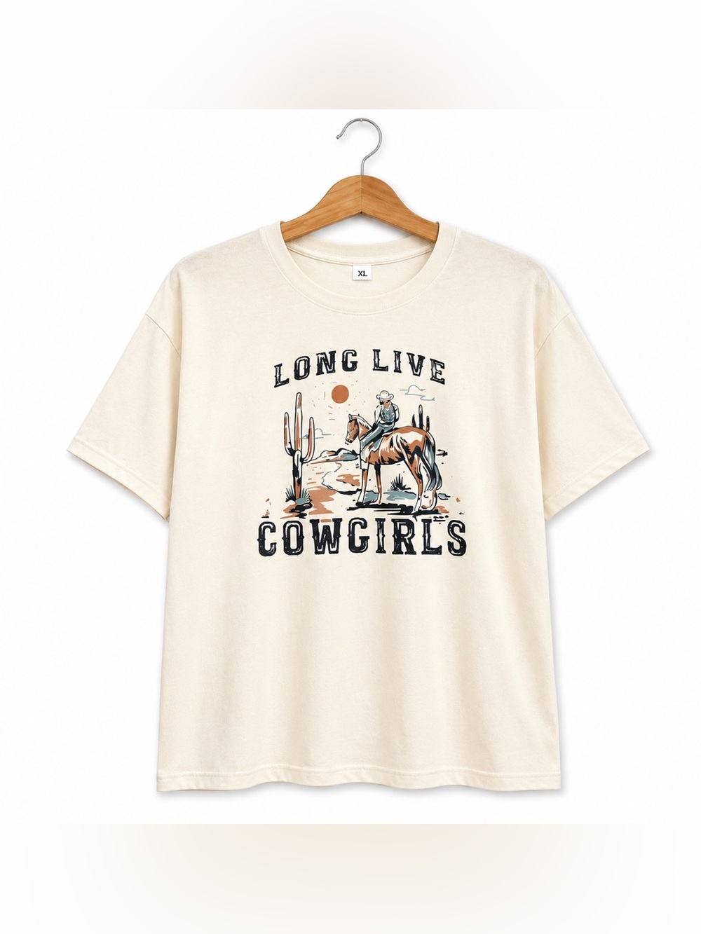 Long Live Cowgirls XL Cream Western Desert Graphic Tee